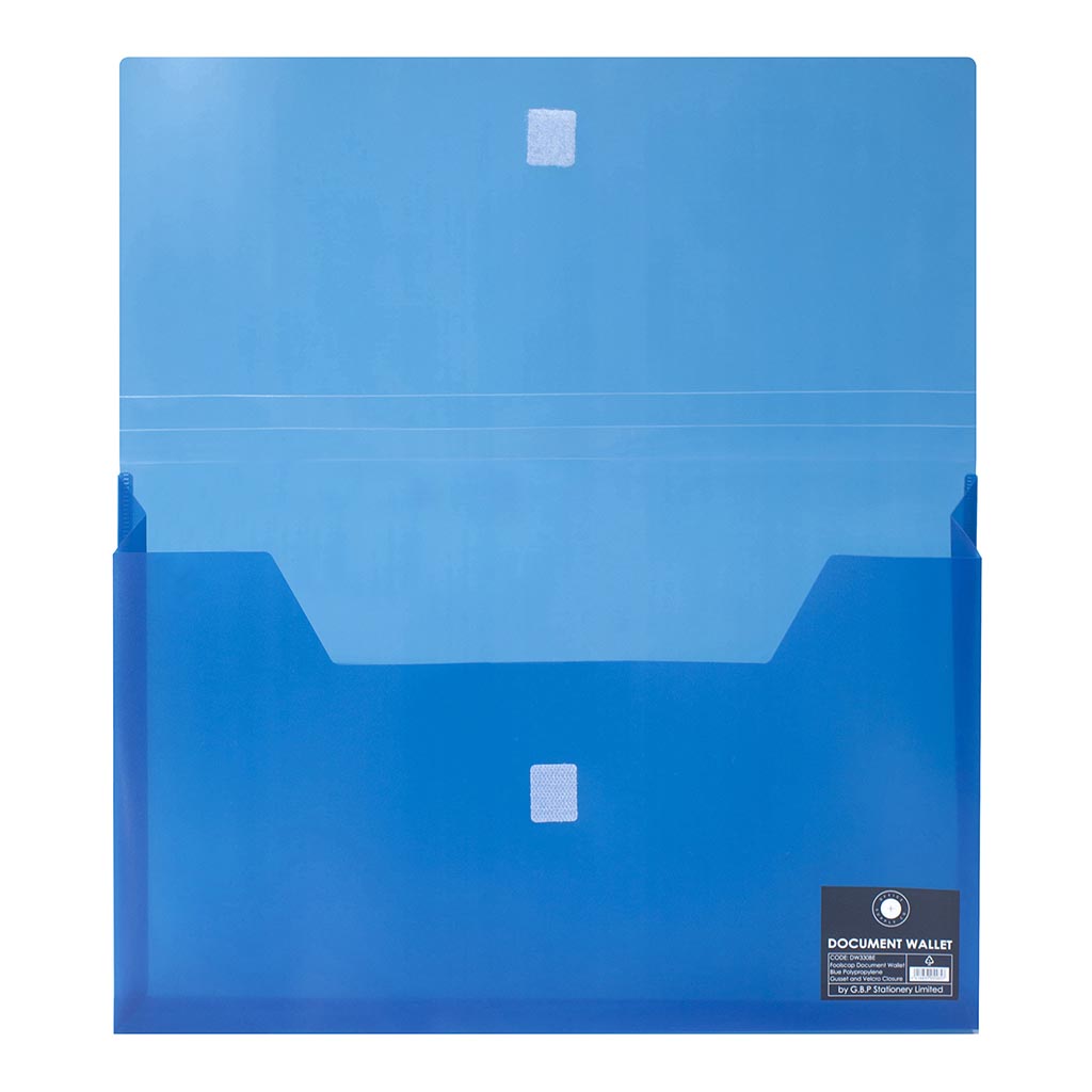 OSC Document Wallet FC Velcro Closure Blue - Cafe Supply