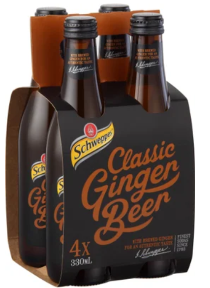 Schweppes Classic Ginger Beer Bottles 4 x 330ml - Cafe Supply