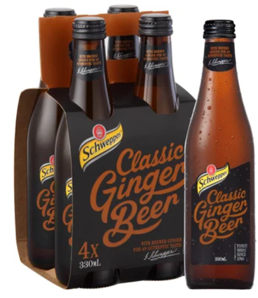Schweppes Classic Ginger Beer Bottles 4 x 330ml - Cafe Supply
