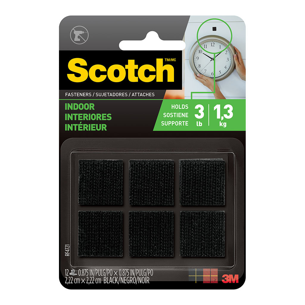 Scotch Fastener Indoor RF4721 22x22mm Black, Pack of 6 Sets - Cafe Supply