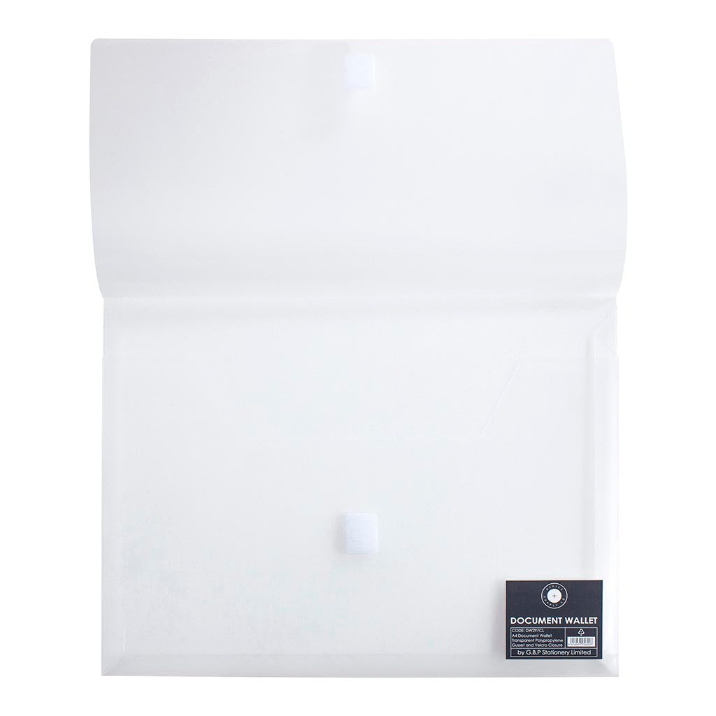 OSC Document Wallet A4 Velcro Closure Clear - Cafe Supply