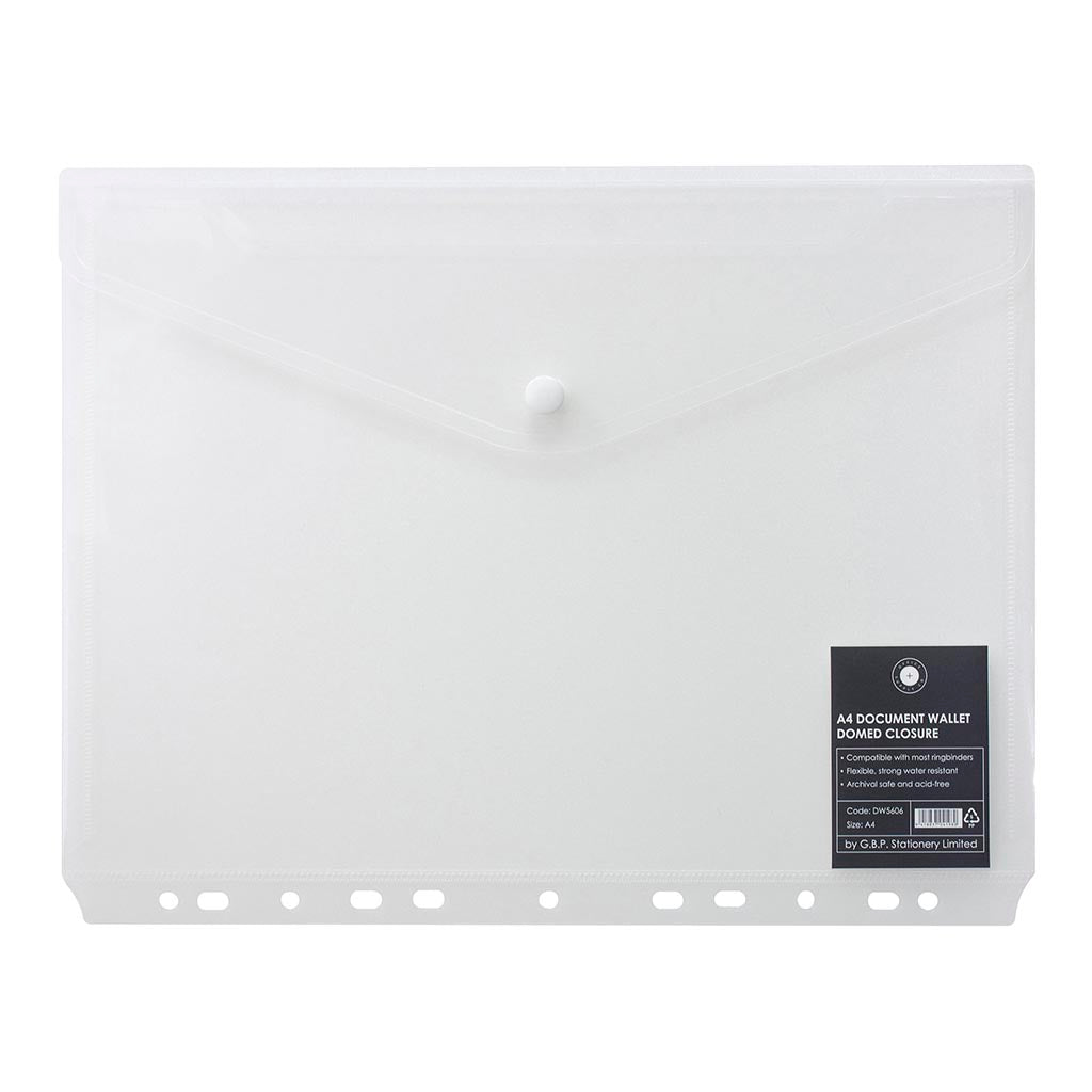 OSC Binder Document Wallet A4 Domed Clear - Cafe Supply