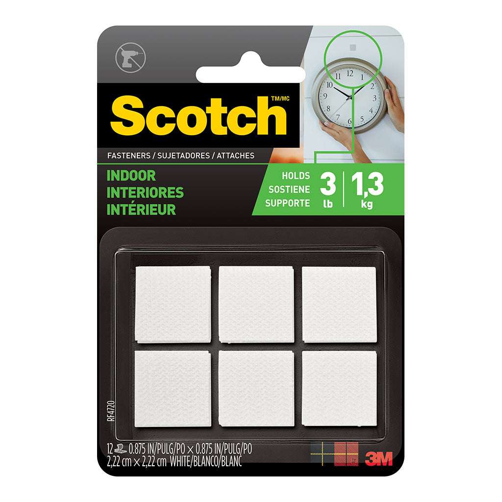 Scotch Fastener Indoor RF4720 22x22mm White, Pack of 6 Sets - Cafe Supply