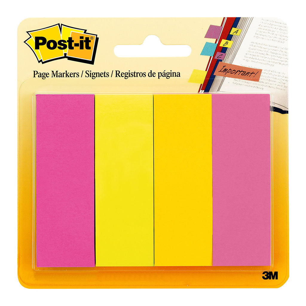 Post-it Page Markers 671-4AU 22x73mm Assorted, Pack of 4 - Cafe Supply