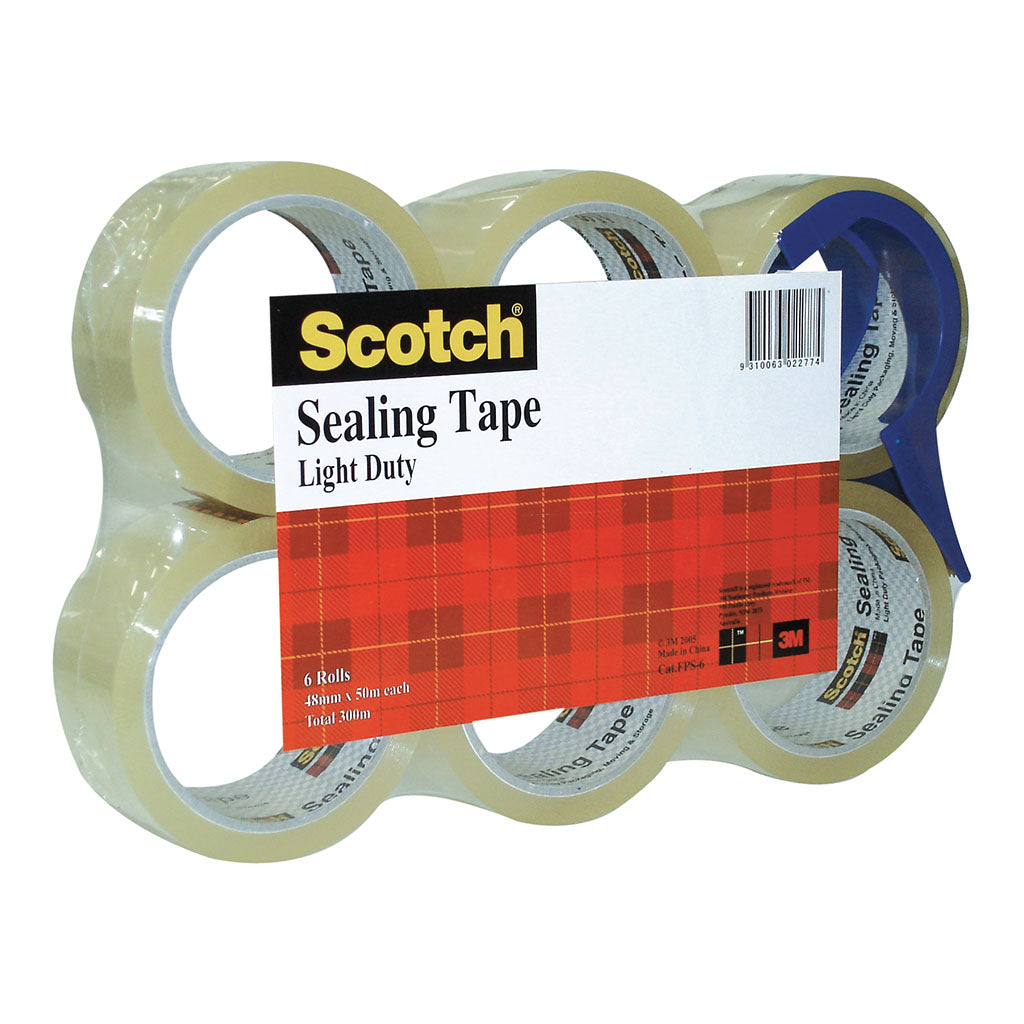 Scotch Sealing Tape FPS-6 48mmx50m Clear, Pack of 6 with Dispenser - Cafe Supply