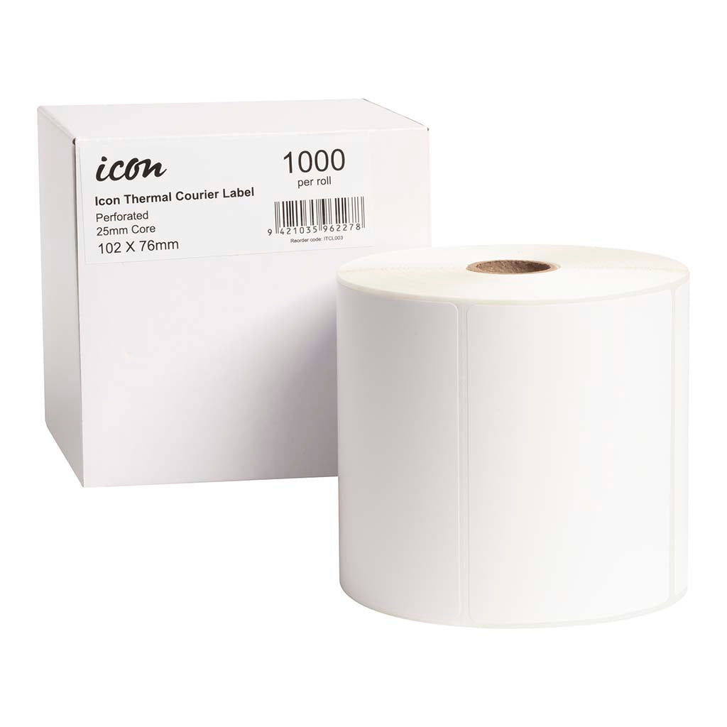 Icon Thermal Courier Label Perforated 102x76mm 1000 Labels - Cafe Supply