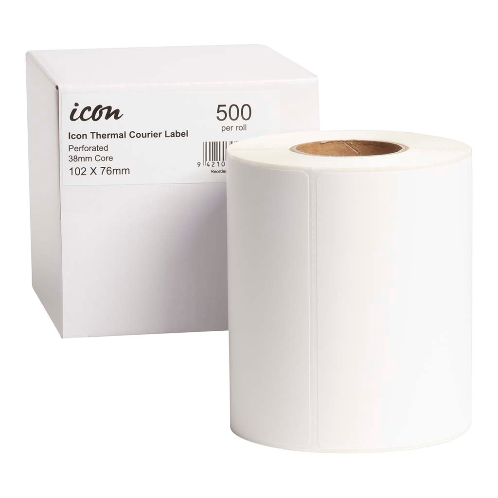 Icon Thermal Courier Label Perforated 102x76mm 500 Labels - Cafe Supply