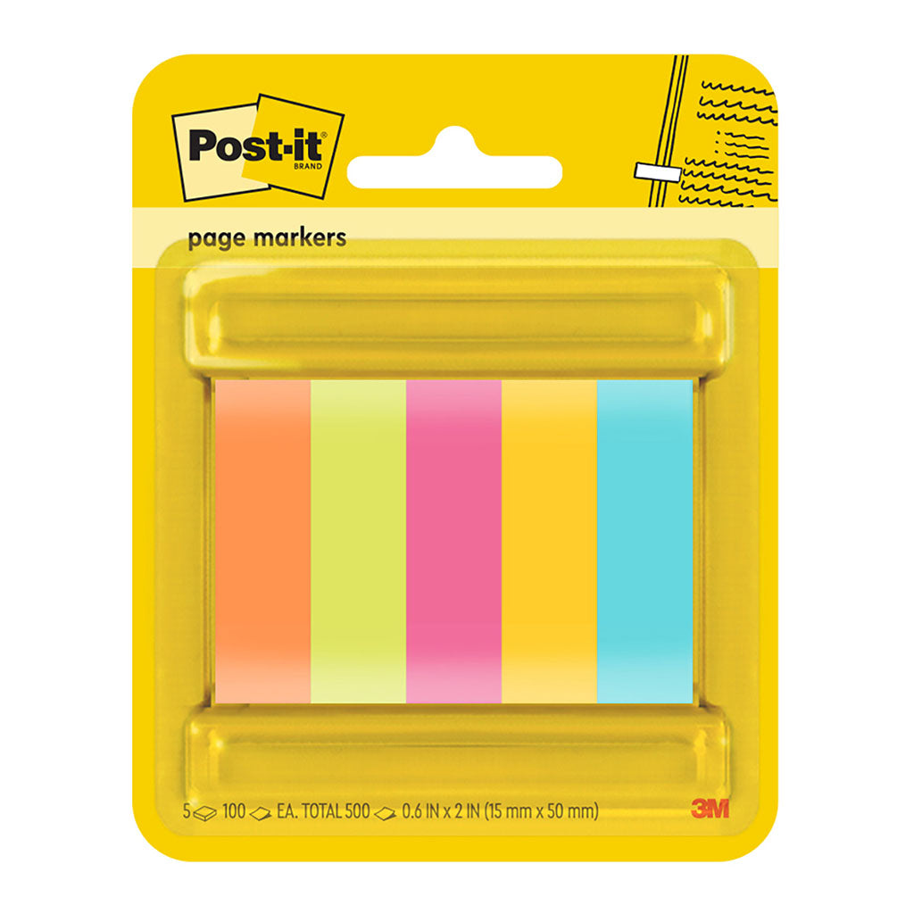Post-it Page Markers 670-5ASST 15x50mm Assorted, Pack of 5 - Cafe Supply