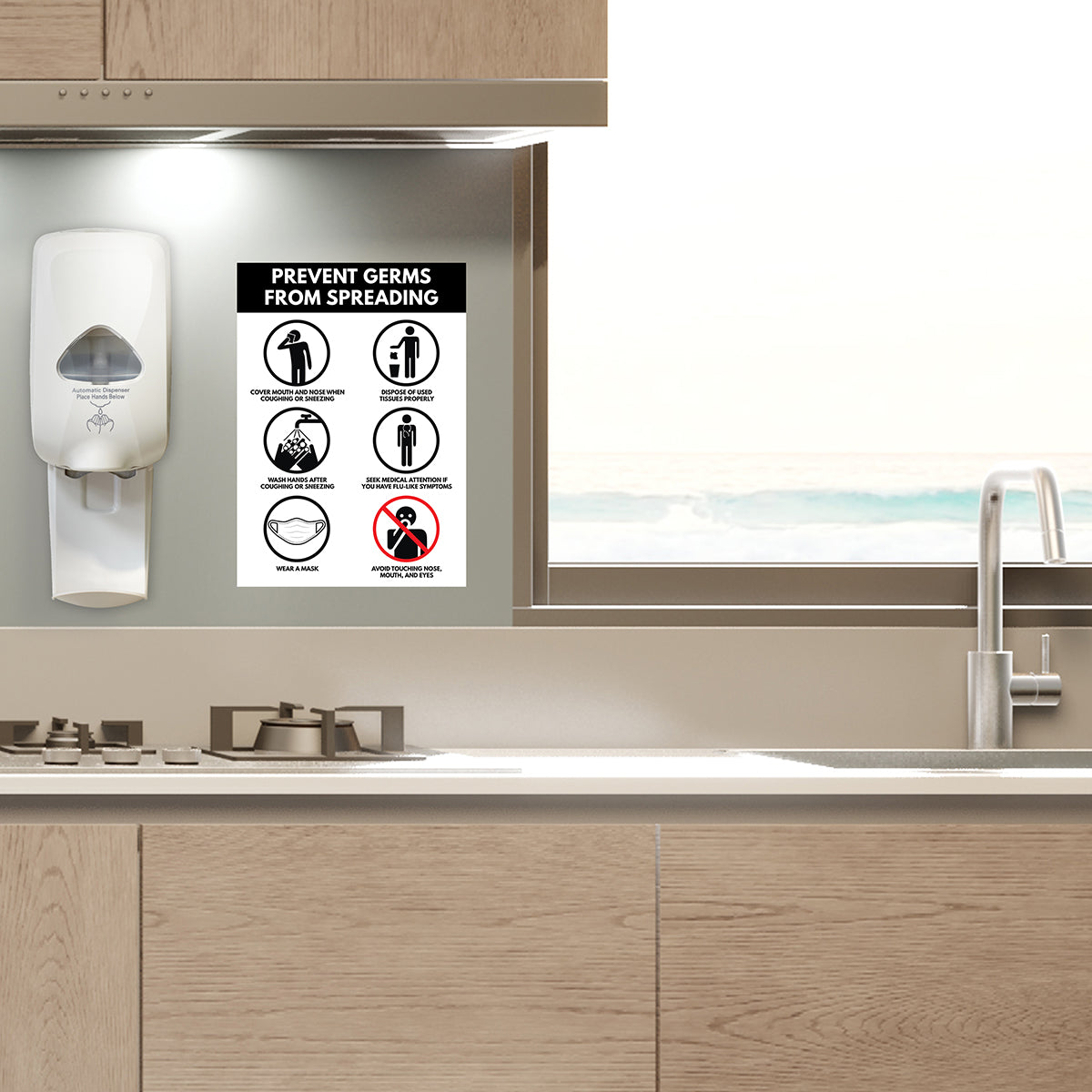 Avery Pre-Printed Self-Adhesive Sign Prevent Germs from Spreading A4 1up 5 Sheets - Cafe Supply