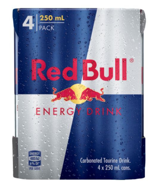Red Bull Energy Drink 4 x 250ml - Cafe Supply