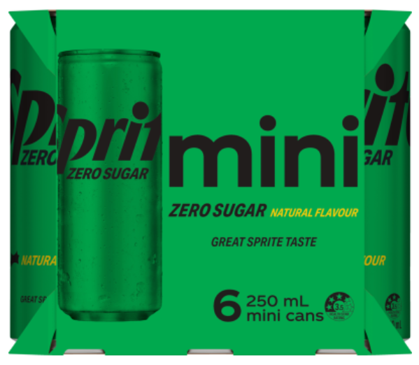 Sprite Zero Sugar Natural Flavour Soft Drink Cans 6 x 250ml - Cafe Supply