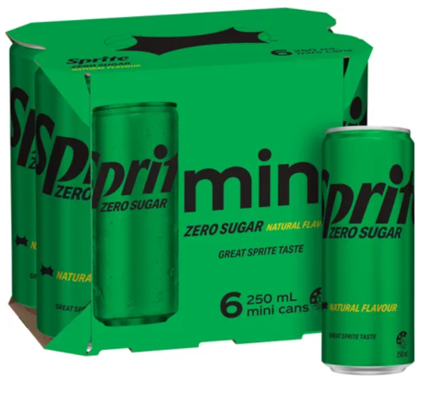 Sprite Zero Sugar Natural Flavour Soft Drink Cans 6 x 250ml - Cafe Supply
