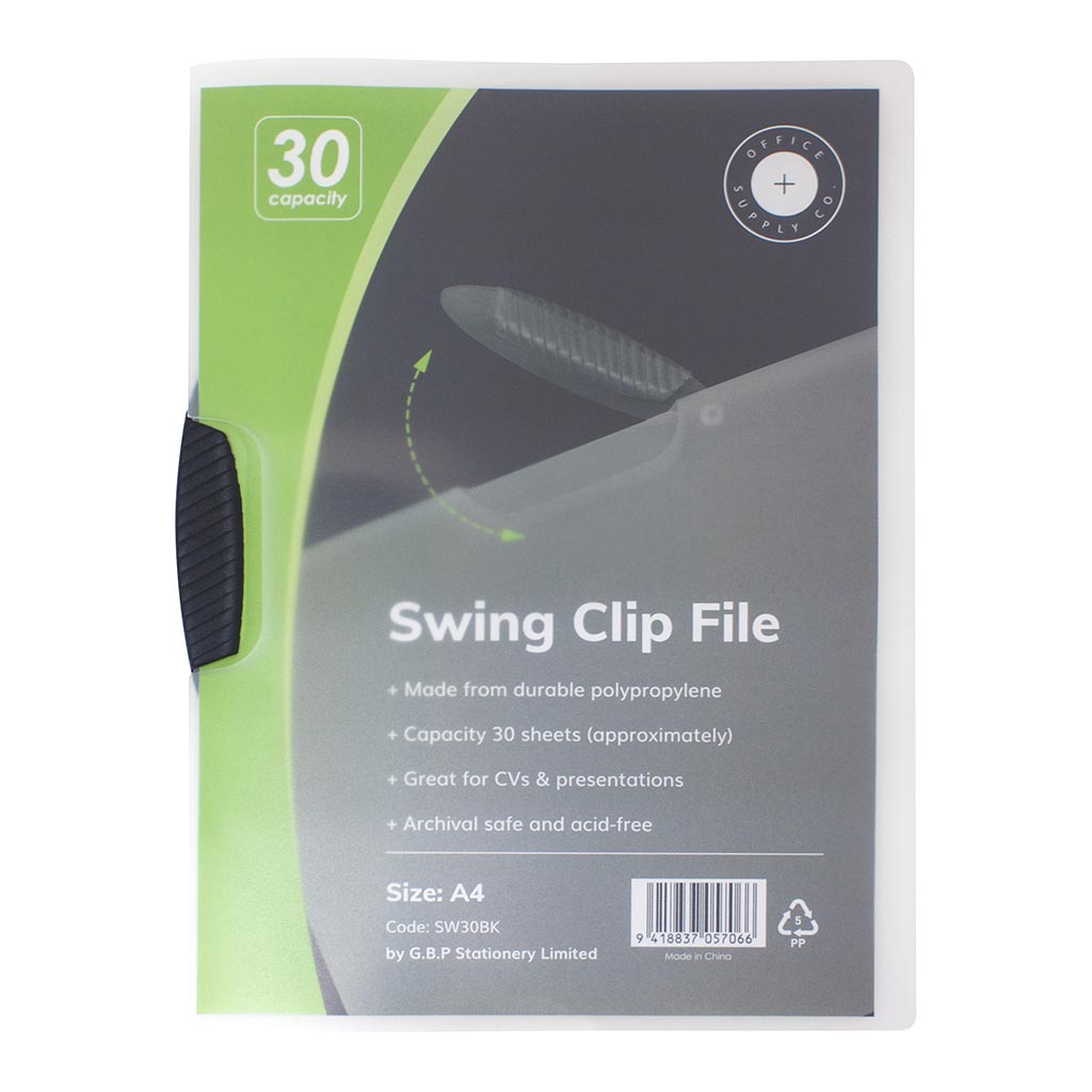 OSC Report Cover Swing Clip A4 Black - Cafe Supply