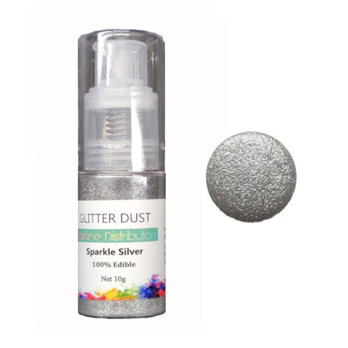 Glitter Dust - Silver Pump 10gm (100% Edible) - Cafe Supply