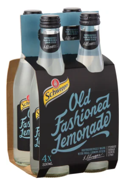 Schweppes Old Fashioned Lemonade Soft Drink Bottles 4 x 330ml - Cafe Supply