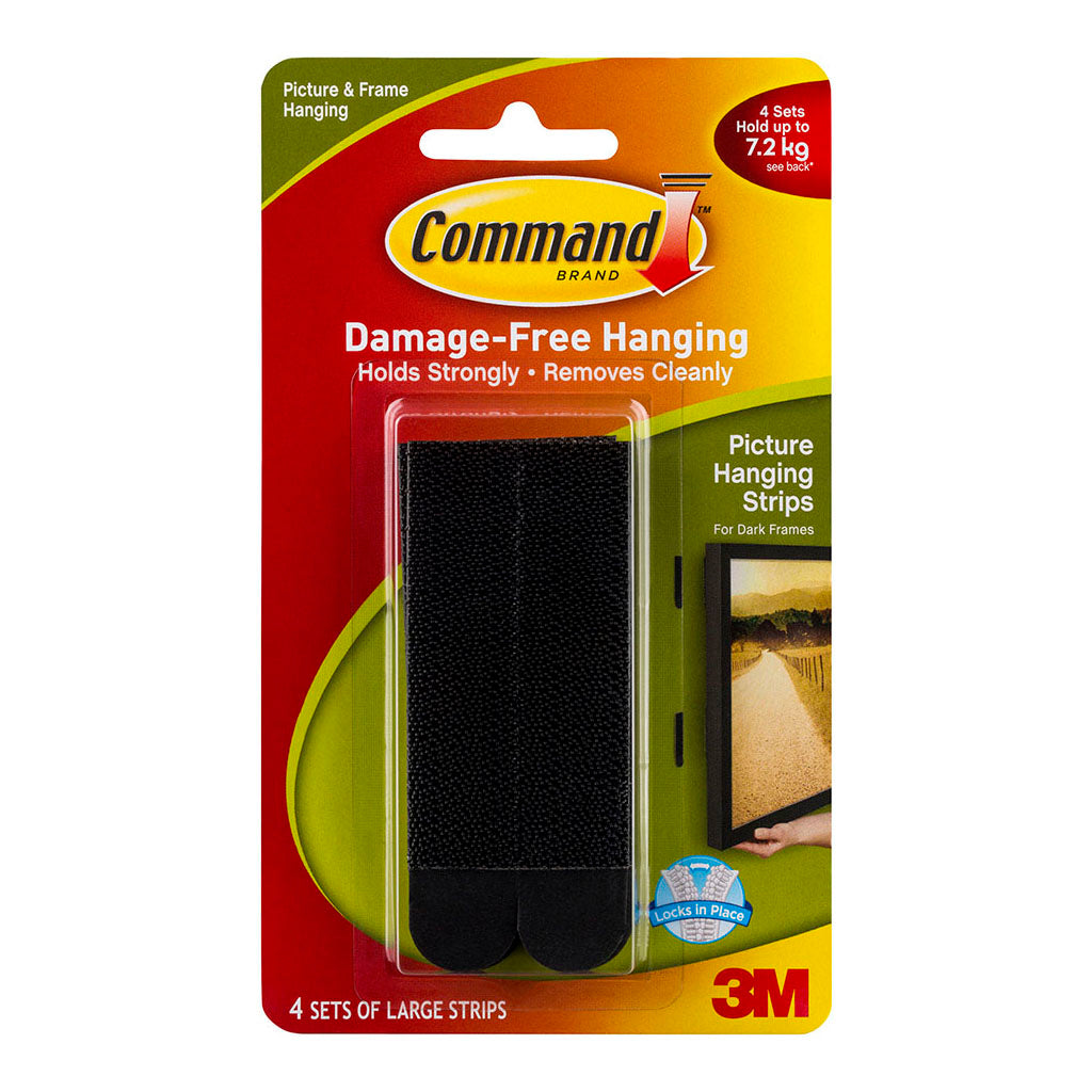 Command Picture Hanging Strips 17206BLK Large Black, Pack of 4 Sets - Cafe Supply