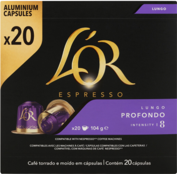 L'OR Espresso Lungo Profondo Intensity 8 Coffee Capsules 20pk - Cafe Supply