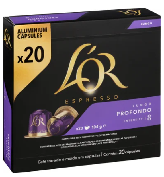 L'OR Espresso Lungo Profondo Intensity 8 Coffee Capsules 20pk - Cafe Supply