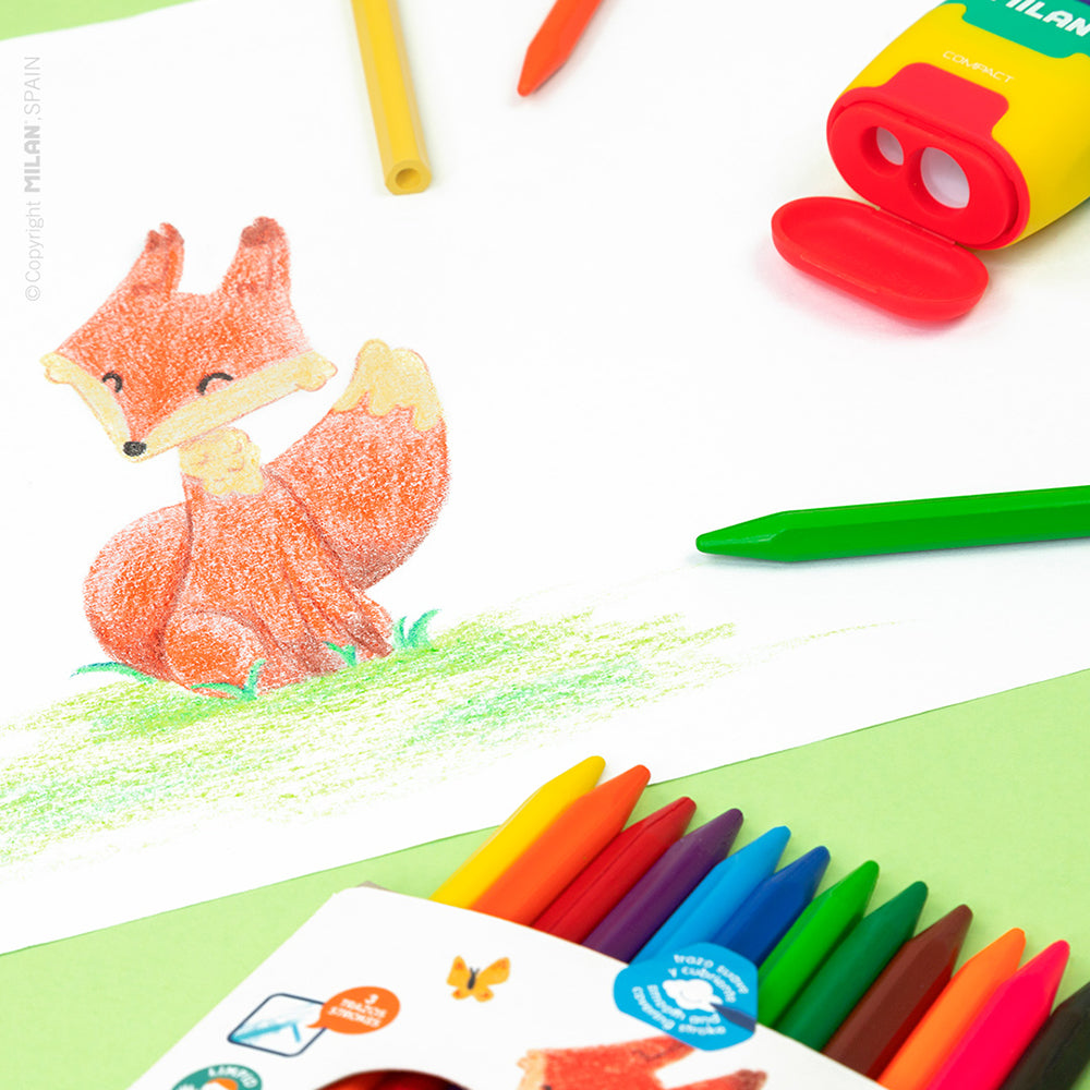 Milan Plastipastel Triangular Pack 12 Assorted Colours - Cafe Supply