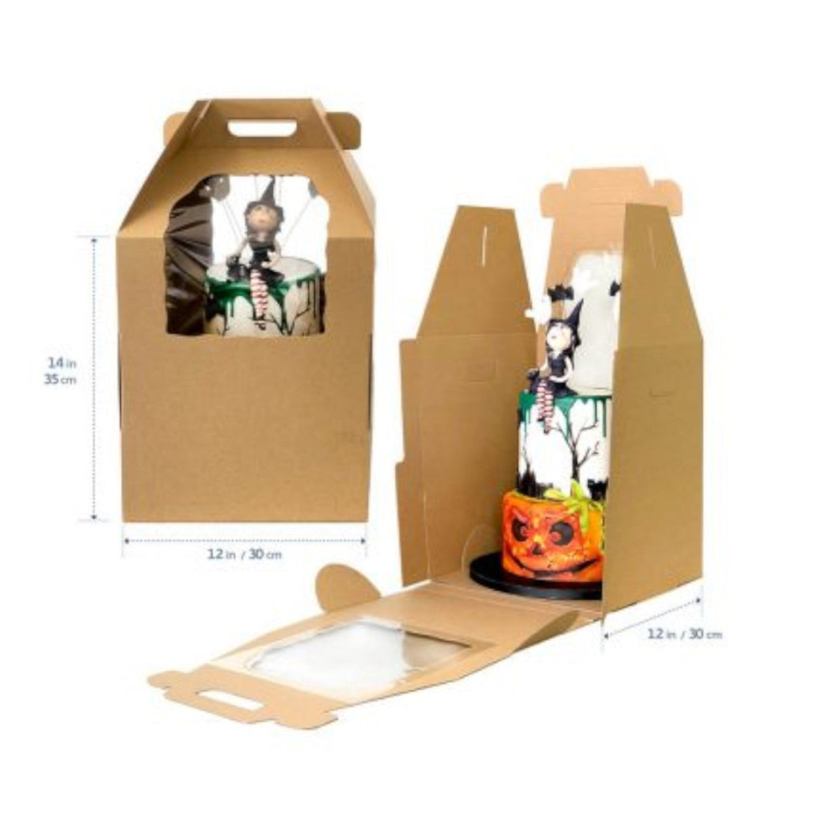 Heavy Duty Tall Cake Carry Box + Handle, 12x12x14(H) - Cafe Supply