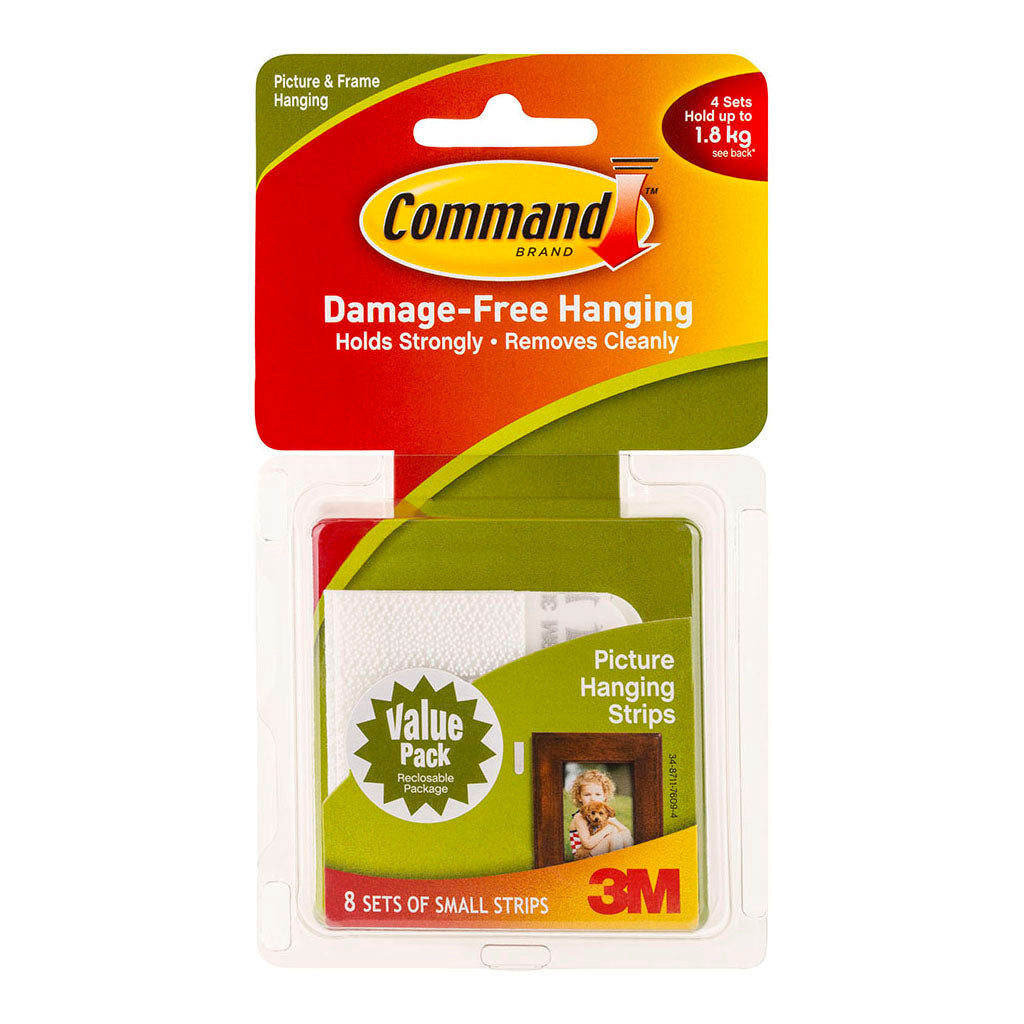 Command Picture Hanging Strips 17205-VP Small White, Pack of 8 Sets - Cafe Supply