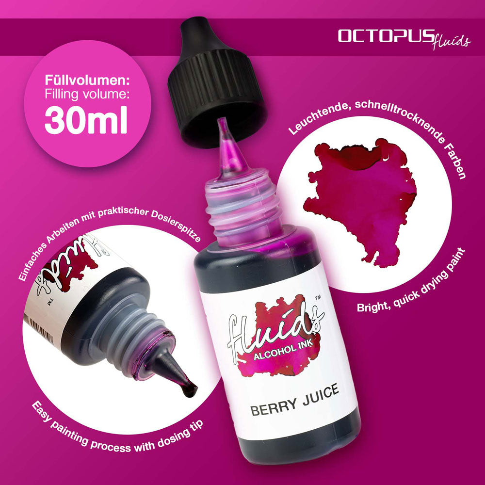 Octopus Fluids Alcohol Ink Berry Juice Violet 30ml - Cafe Supply