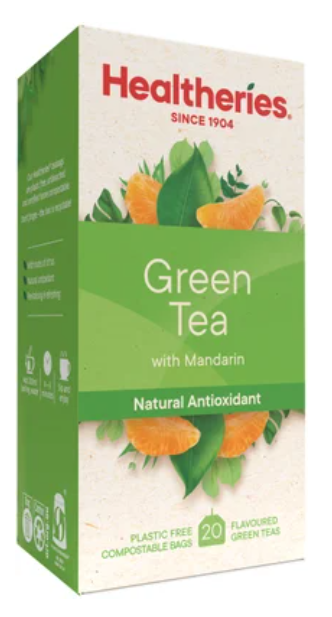 Healtheries Green Tea With Mandarin Tea Bags 20pk - Cafe Supply
