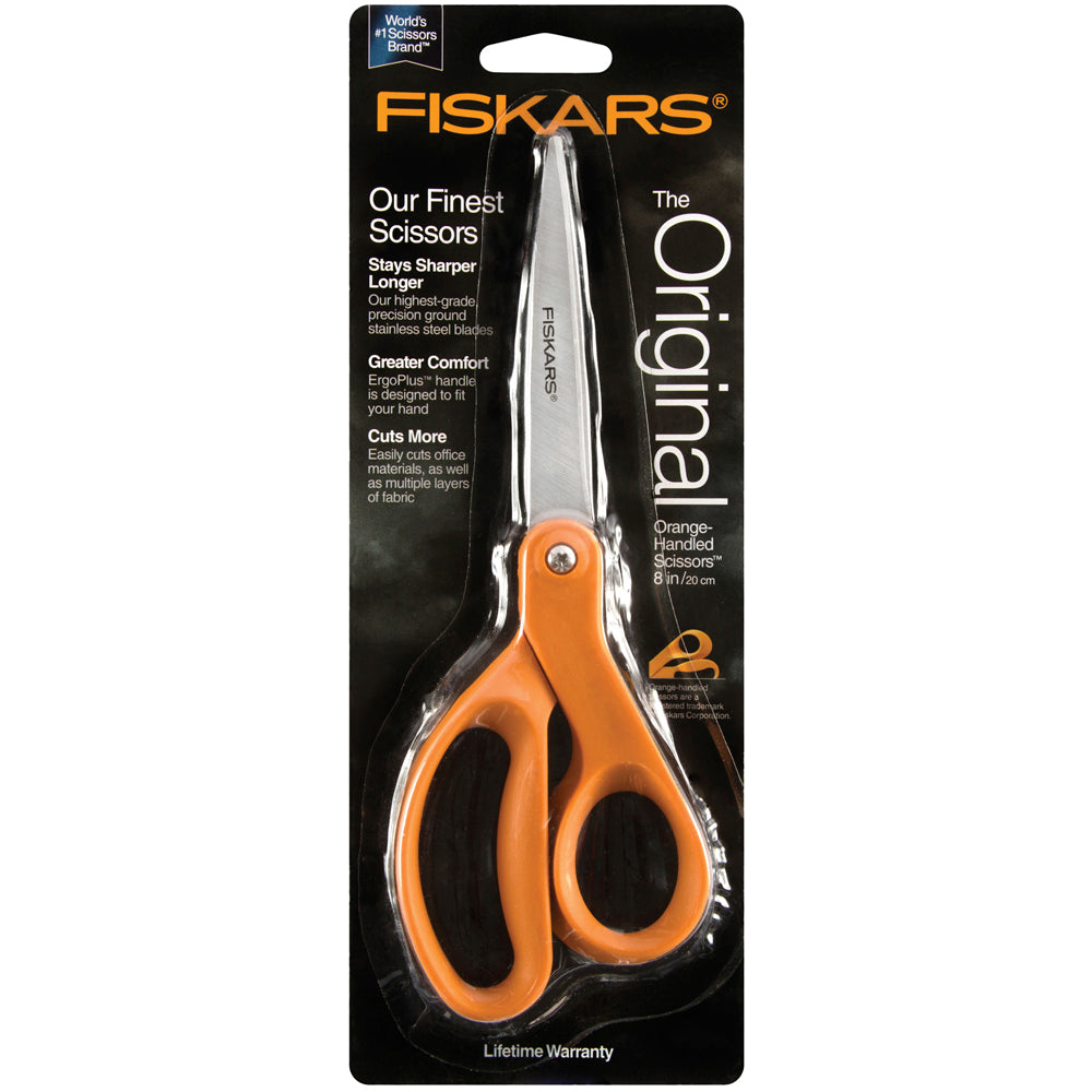 Fiskars Scissors 8" Orange Handle Straight - Cafe Supply