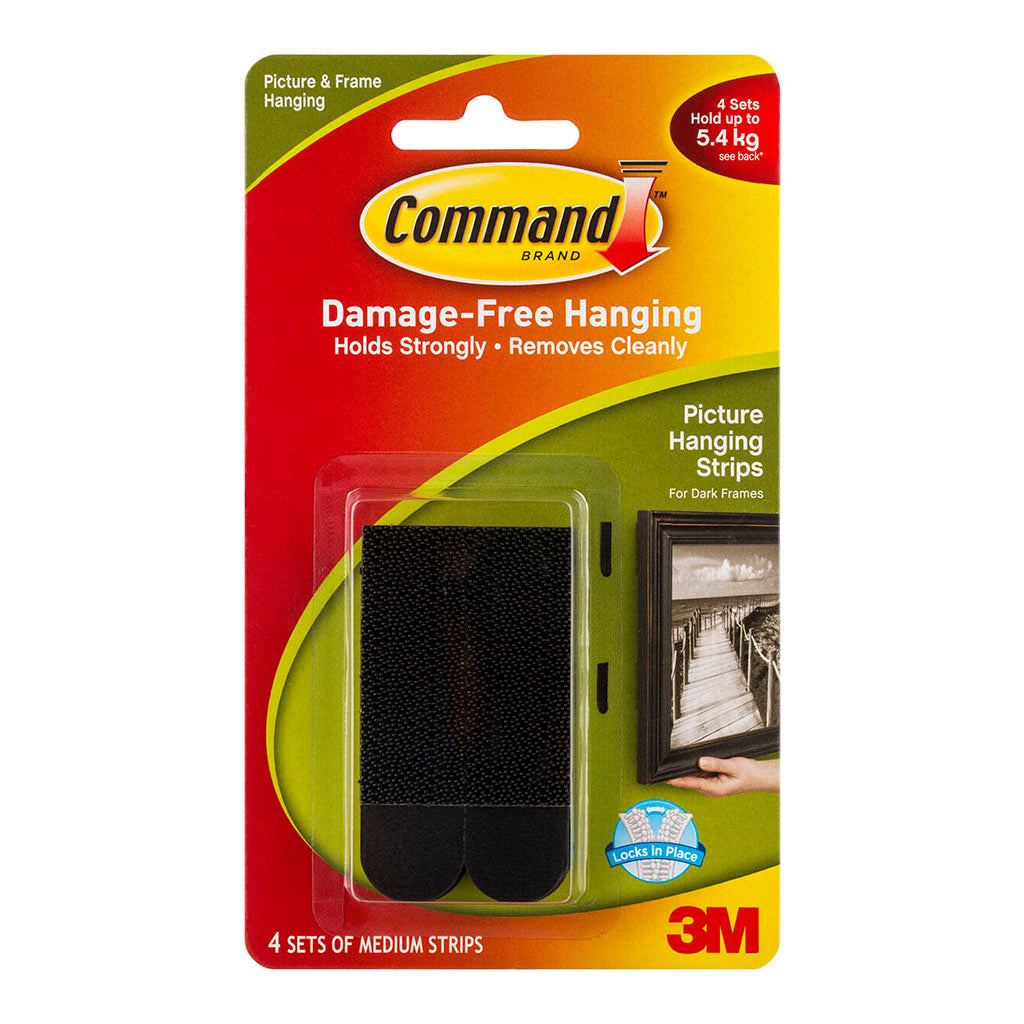 Command Picture Hanging Strips 17201BLK Medium Black, Pack of 4 Sets - Cafe Supply