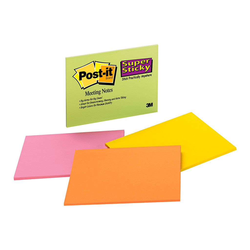Post-it Super Sticky Lined Notes 660-SS 101x152mm Assorted 90sh - Cafe Supply