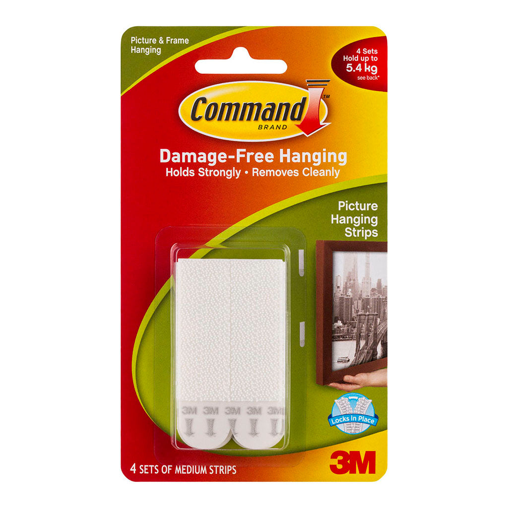 Command Picture Hanging Strips 17201 Medium White, Pack of 4 Sets - Cafe Supply