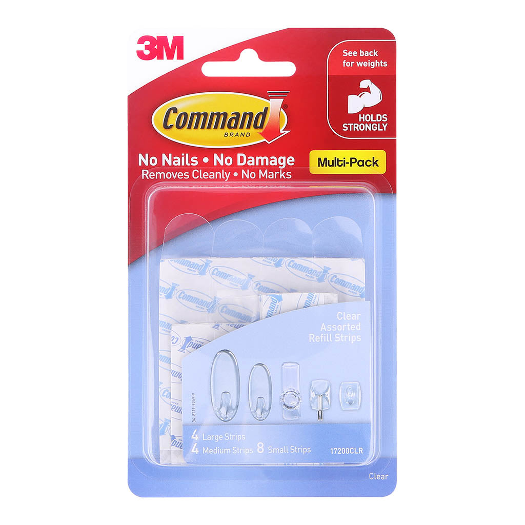 Command Refill Strips 17200CLR Assorted Clear, Pack of 16 - Cafe Supply