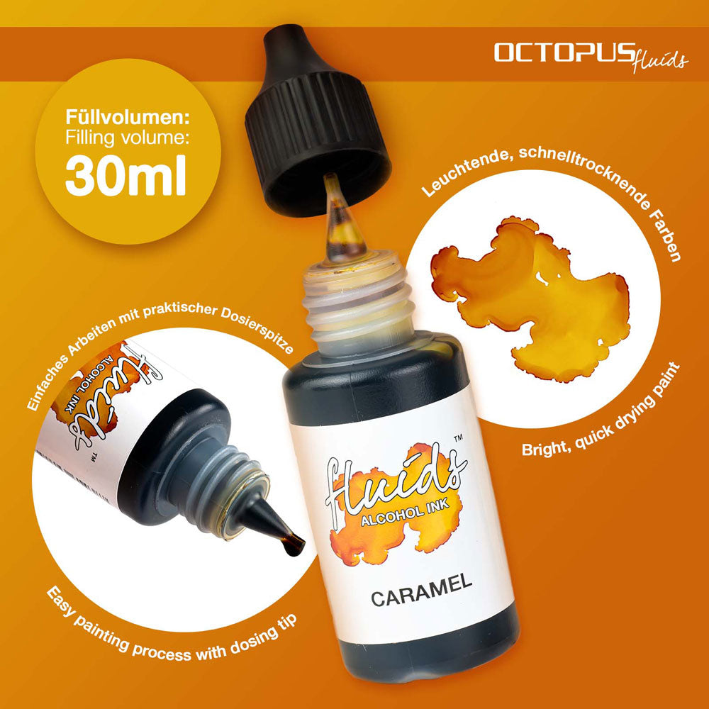 Octopus Fluids Alcohol Ink Caramel Brown 30ml - Cafe Supply