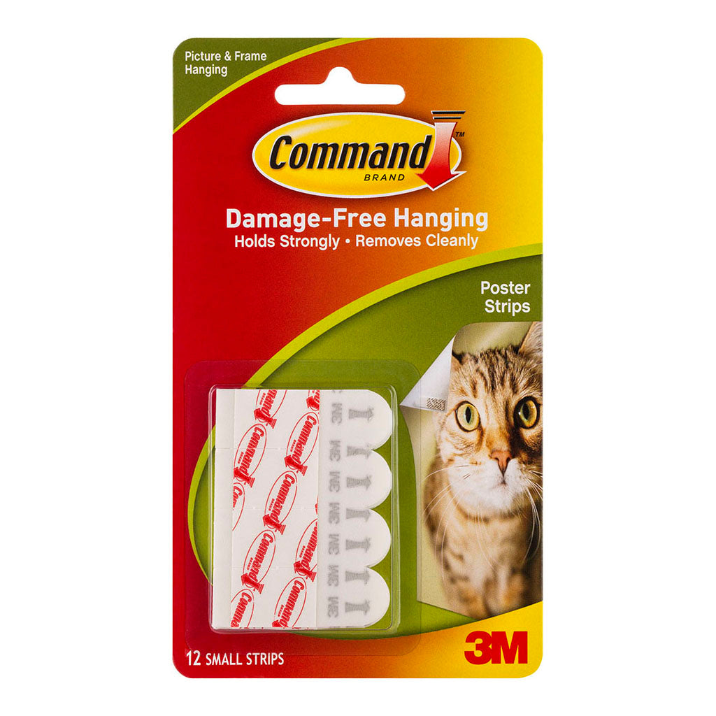 Command Poster Strips 17024 Small White, Pack of 12 - Cafe Supply