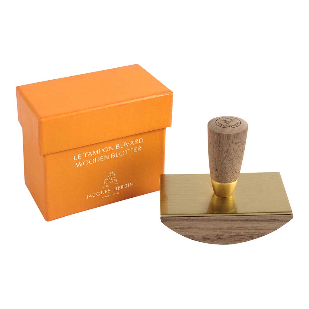 Jacques Herbin Prestige Walnut Wood and Brass Wooden Blotter - Cafe Supply