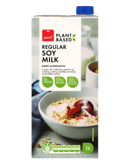 Pams Plant Based Regular Soy Milk 1l - Cafe Supply