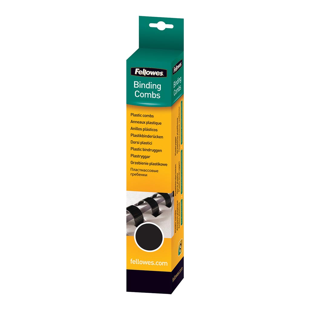 Fellowes Plastic Binding Coils 16mm Black, Pack of 25 - Cafe Supply