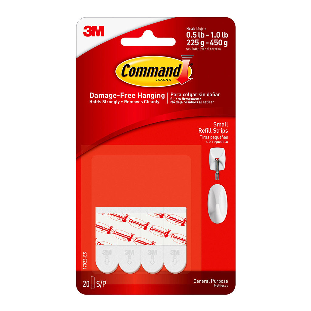 Command Refill Strips 17022 Small White, Pack of 20 - Cafe Supply