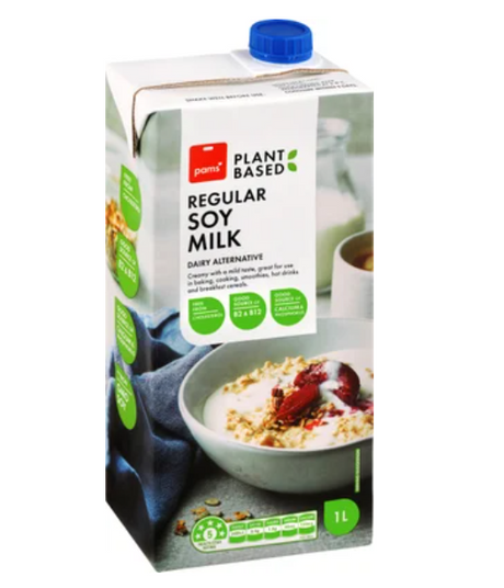 Pams Plant Based Regular Soy Milk 1l - Cafe Supply