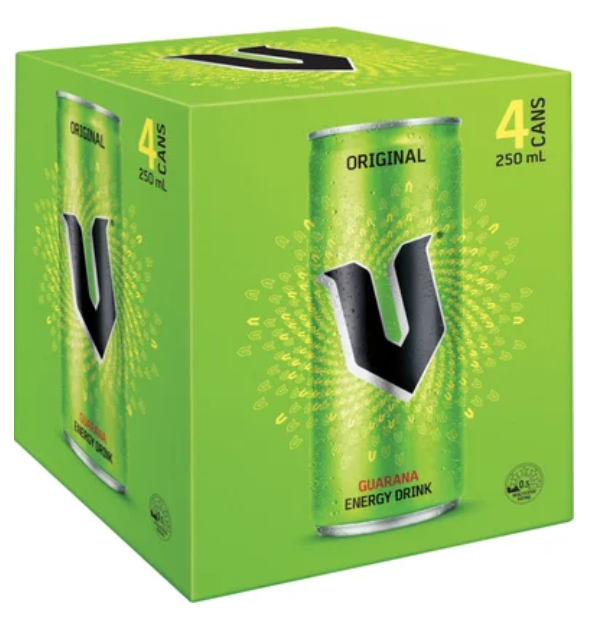 V Green Guarana Energy Drink 4 x 250ml - Cafe Supply