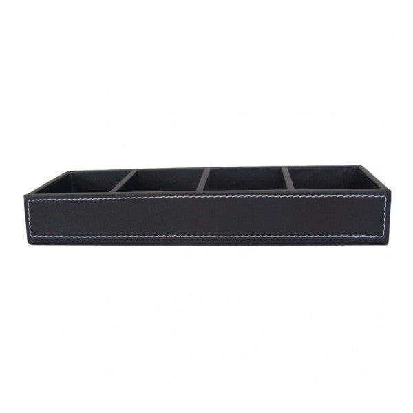 Black Leather 4 Comp. Display Tray - Cafe Supply