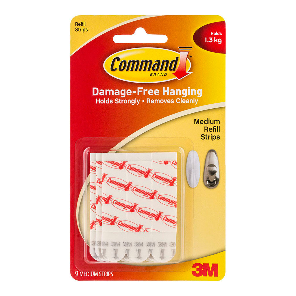 Command Refill Strips 17021P Medium White, Pack of 9 - Cafe Supply