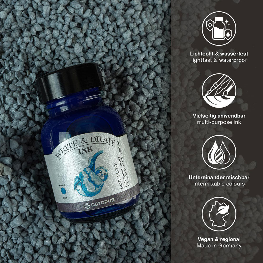 Octopus Fluids Write and Draw Ink 484 Blue Sloth 50ml - Cafe Supply