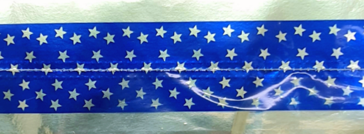 Cake Band Star Royal Blue/Silver 63mm (7m) - Cafe Supply