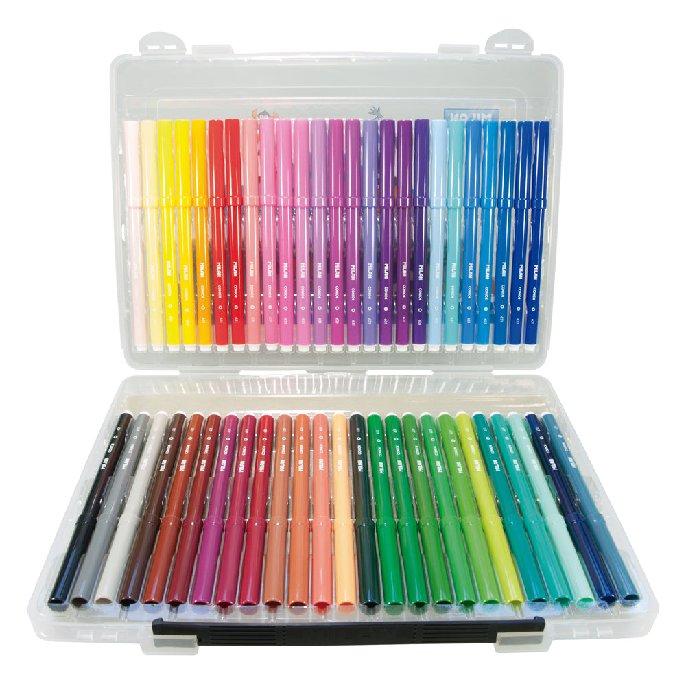 Milan Conic Tip Fibre Pens Hard Case Assorted Pack 50 - Cafe Supply