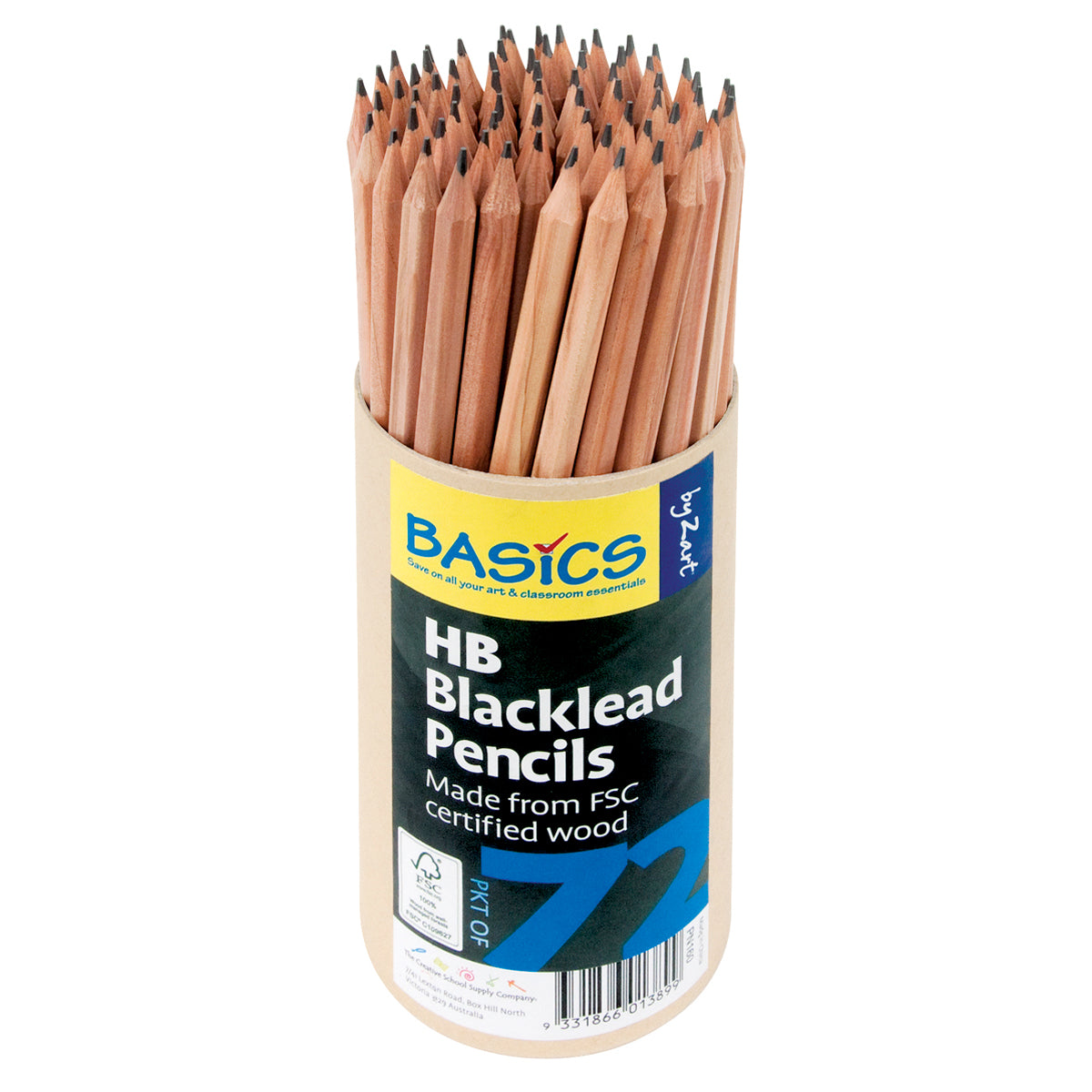 Basics by Zart Pencils Blacklead HB 72 Pack - Cafe Supply