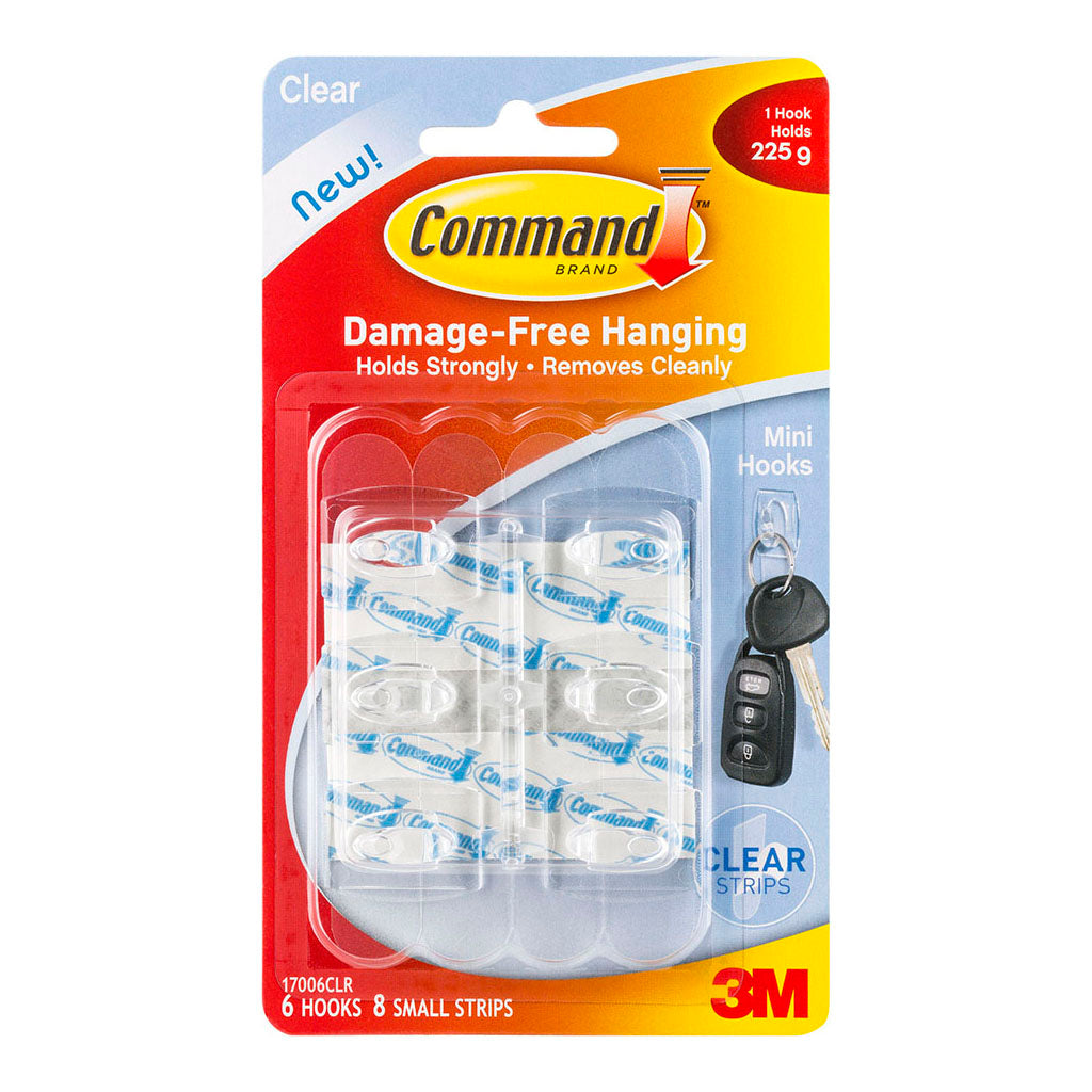 Command Hook 17006CLR Mini Clear, Pack of 6 - Cafe Supply