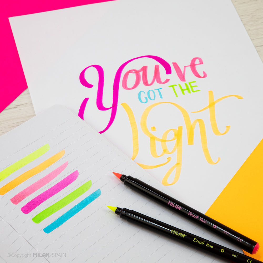 Milan Markers Brush Tip Fluoro Pack 6 - Cafe Supply