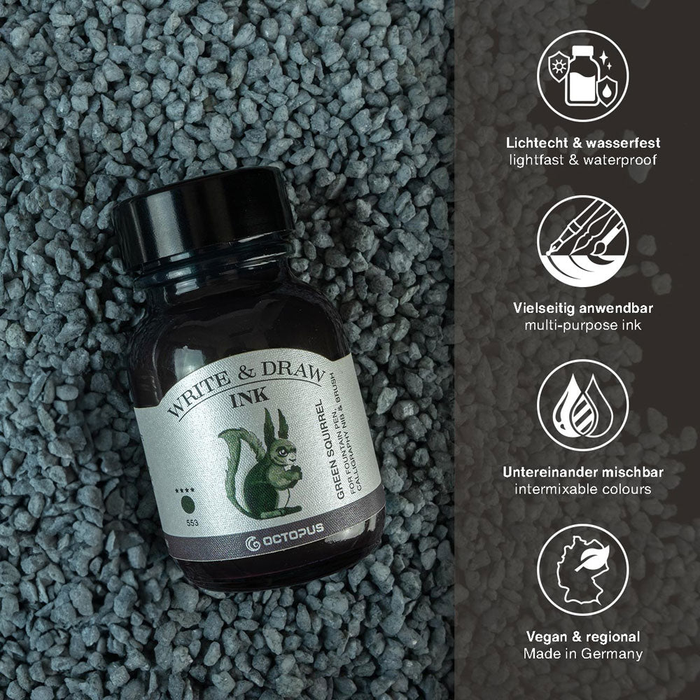 Octopus Fluids Write and Draw Ink 553 Green Squirrel 50ml - Cafe Supply