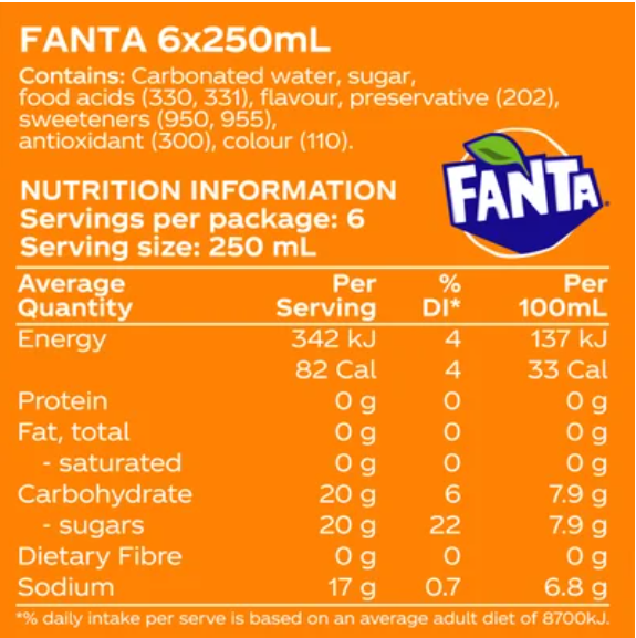 Fanta Orange Soft Drink Mini Cans 6 x 250ml - Cafe Supply